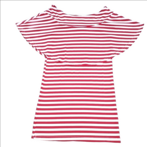 Yeyifang Red and White Cold Shoulder Blouse Size Small